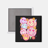 Retro Happy Face Checkered Pattern Smile Face Tren Magneet (Voorkant / Achterkant)