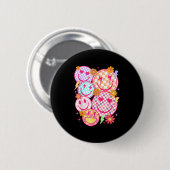 Retro Happy Face Checkered Pattern Smile Face Tren Ronde Button 5,7 Cm (Voorkant /achterkant)