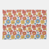 Retro Happy Face Florals Theedoek (Horizontaal)