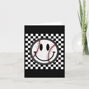 Retro Happy Face Game Dag Baseball Patroon Glimlac Kaart