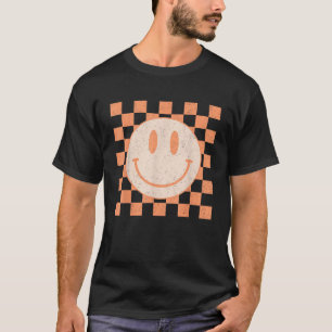 Retro Happy Face Geruit Patroon Smile Face Jongens T-shirt