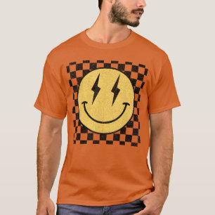 Retro Happy Face Geruite Patroon Smile Facerendy T-shirt