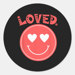 Retro Happy Face Hart Geliefd T-shirt Smile Face U Ronde Sticker
