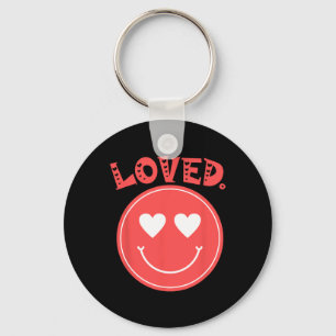 Retro Happy Face Heart Loved T-shirt Smile Face Un Sleutelhanger