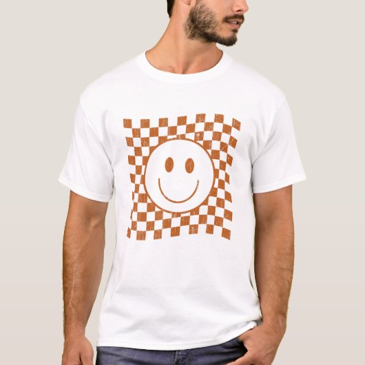Retro Happy Face S Smiley Face Checkered Pattern T T-shirt (Voorkant)