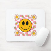 Retro Happy Face T-shirt Geruite Patroon Smile Fac Muismat (Met muis)