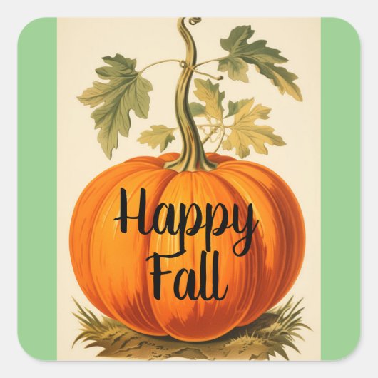 Retro Happy Fall Pompoen Sticker (Voorkant)