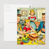 Retro Happy Family Comics Briefkaart (Voorkant / Achterkant)