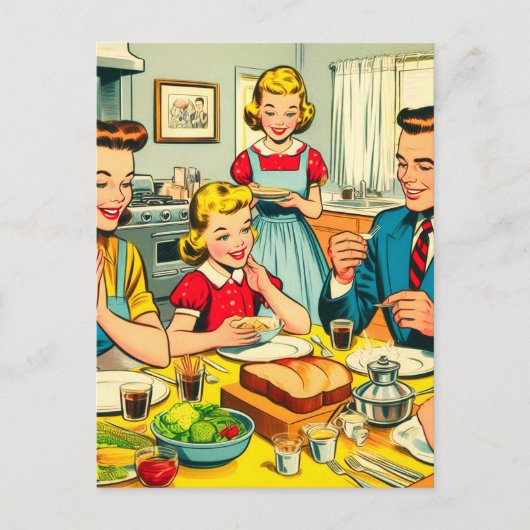 Retro Happy Family Comics Briefkaart (Voorkant)