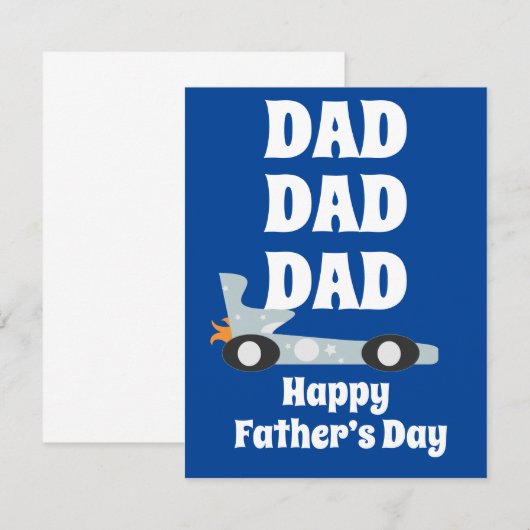 Retro Happy Father's Day Racing Car Blue (Voorkant / Achterkant)