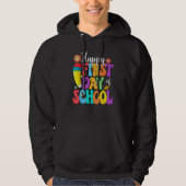 Retro Happy First Day Of School Teacher Back To Sc Hoodie (Voorkant)