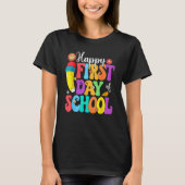 Retro Happy First Day Of School Teacher Back To Sc T-shirt (Voorkant)