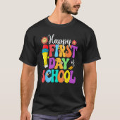 Retro Happy First Day Of School Teacher Back To Sc T-shirt (Voorkant)