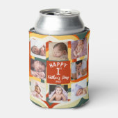 Retro Happy First Vaderdag 8 Photo Collage Blikjeskoeler (Blikje Voorkant)