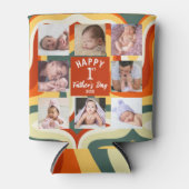 Retro Happy First Vaderdag 8 Photo Collage Blikjeskoeler (Voorkant)