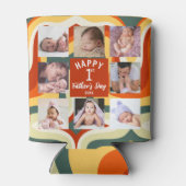 Retro Happy First Vaderdag 8 Photo Collage Blikjeskoeler (Achterkant)