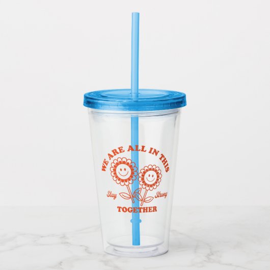 Retro Happy Flower Graphic Acryl Drinkbeker (Voorkant)