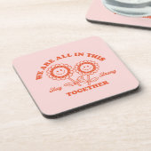 Retro Happy Flower Graphic Bier Onderzetter (Linkerzijde)