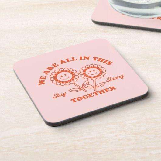 Retro Happy Flower Graphic Bier Onderzetter (Linkerzijde)