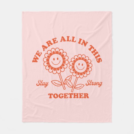 Retro Happy Flower Graphic Fleece Deken (Voorkant)