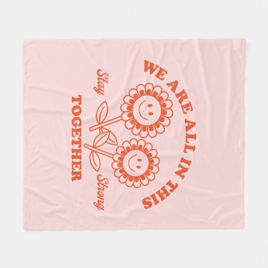 Retro Happy Flower Graphic Fleece Deken (Voorkant (Horizontaal))