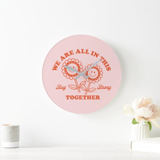 Retro Happy Flower Graphic Grote Klok (Huis)