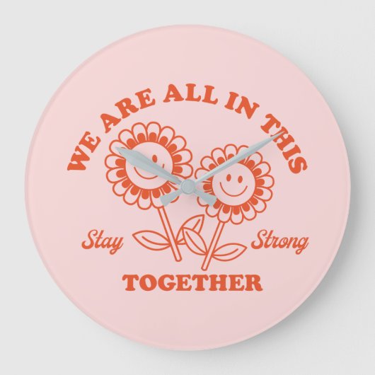 Retro Happy Flower Graphic Grote Klok (Voorkant)