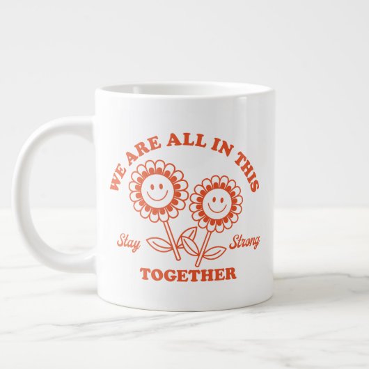 Retro Happy Flower Graphic Grote Koffiekop (Links)