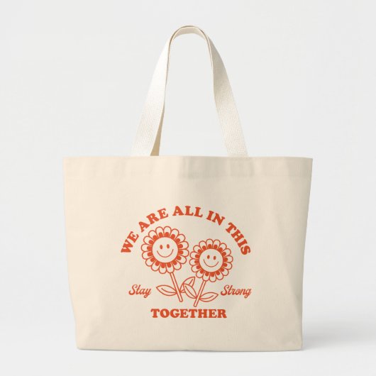 Retro Happy Flower Graphic Grote Tote Bag (Voorkant)