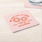 Retro Happy Flower Graphic Kartonnen Onderzetters (Schuin)