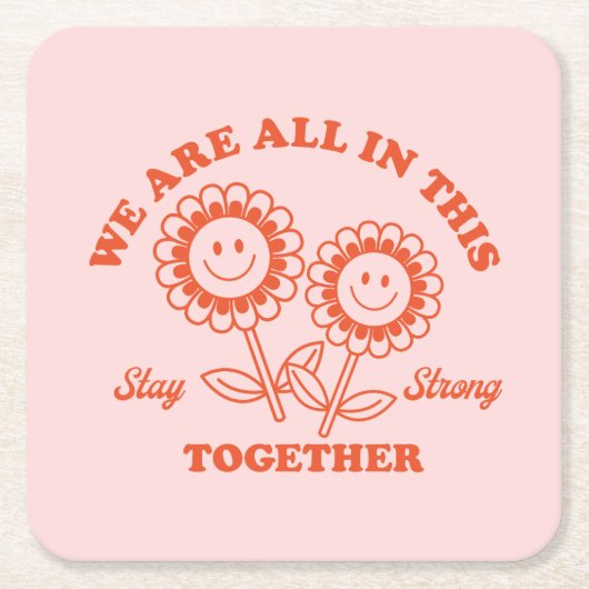 Retro Happy Flower Graphic Kartonnen Onderzetters (Voorkant)