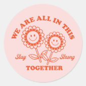Retro Happy Flower Graphic Ronde Sticker (Voorkant)
