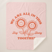 Retro Happy Flower Graphic Sherpa Deken (Voorkant)