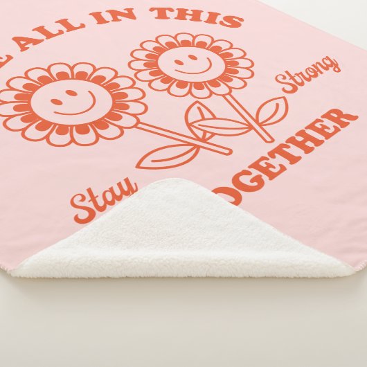 Retro Happy Flower Graphic Sherpa Deken (3/4)