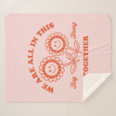 Retro Happy Flower Graphic Sherpa Deken (Voorkant (horizontaal))
