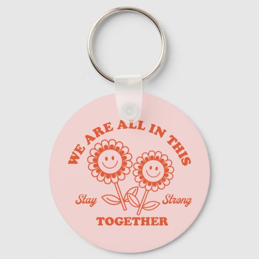 Retro Happy Flower Graphic Sleutelhanger (Voorkant)