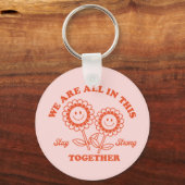 Retro Happy Flower Graphic Sleutelhanger (Voorkant)