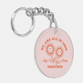 Retro Happy Flower Graphic Sleutelhanger (Voorkant Links)