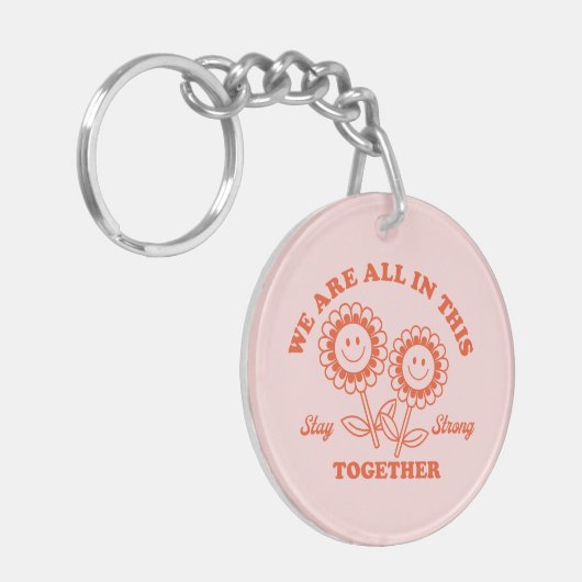 Retro Happy Flower Graphic Sleutelhanger (Voorkant Links)