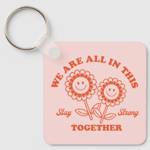 Retro Happy Flower Graphic Sleutelhanger