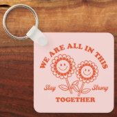 Retro Happy Flower Graphic Sleutelhanger (Voorkant)