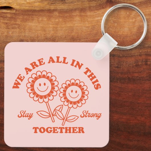 Retro Happy Flower Graphic Sleutelhanger (Achterkant)