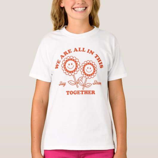 Retro Happy Flower Graphic T-shirt (Voorkant)