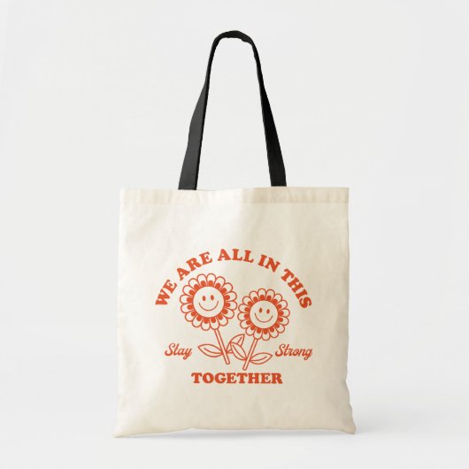 Retro Happy Flower Graphic Tote Bag (Voorkant)