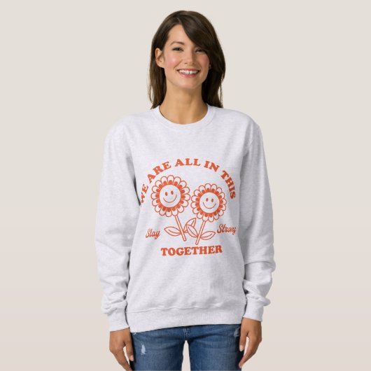 Retro Happy Flower Graphic Trui (Voorkant volledig)
