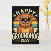 Retro Happy Groundhog Day Cool Ground Hog Day 2026 Kaart (Gele Bloem)