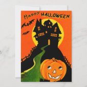 Retro  Happy Halloween Haunted House Kaart (Voorkant)