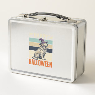 Retro Happy Halloween Hond Heksenhoed Shirt Ontwer