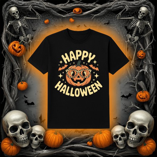 Retro Happy Halloween Jack-O'-Lantern T-shirt