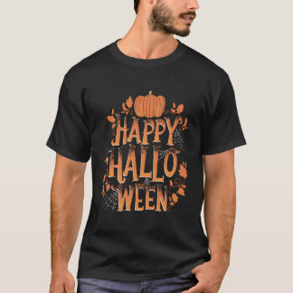 Retro  Happy Halloween Pumpkin Spider Webs T-shirt